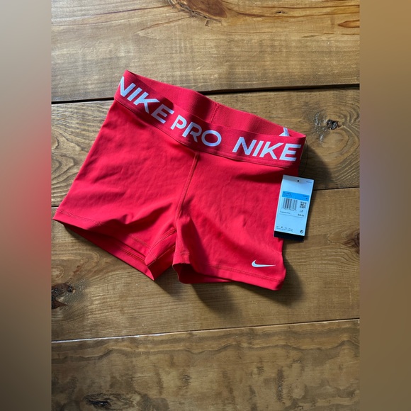 Nike Red Compression Shorts with White Logo - Picture 2 of 2